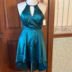 NWT!Crystal Doll Emerald Green High-Low Dress. Juniors size 9